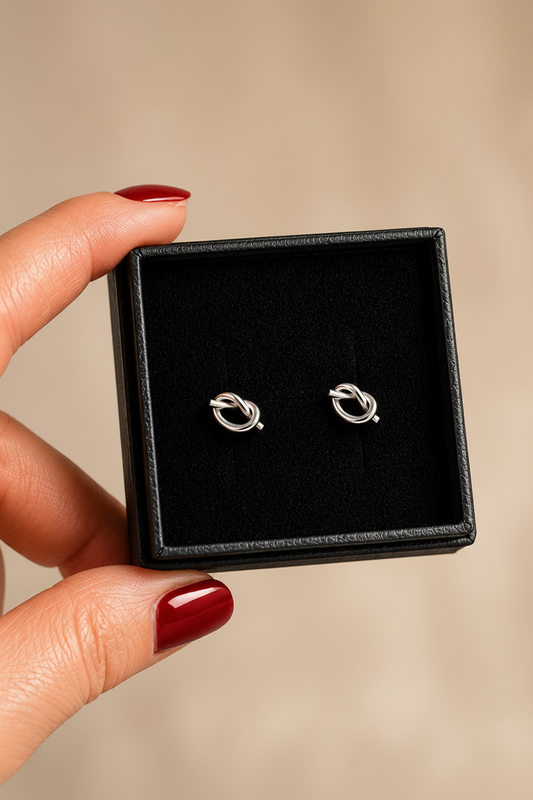 Eternal Knot Studs in Silver