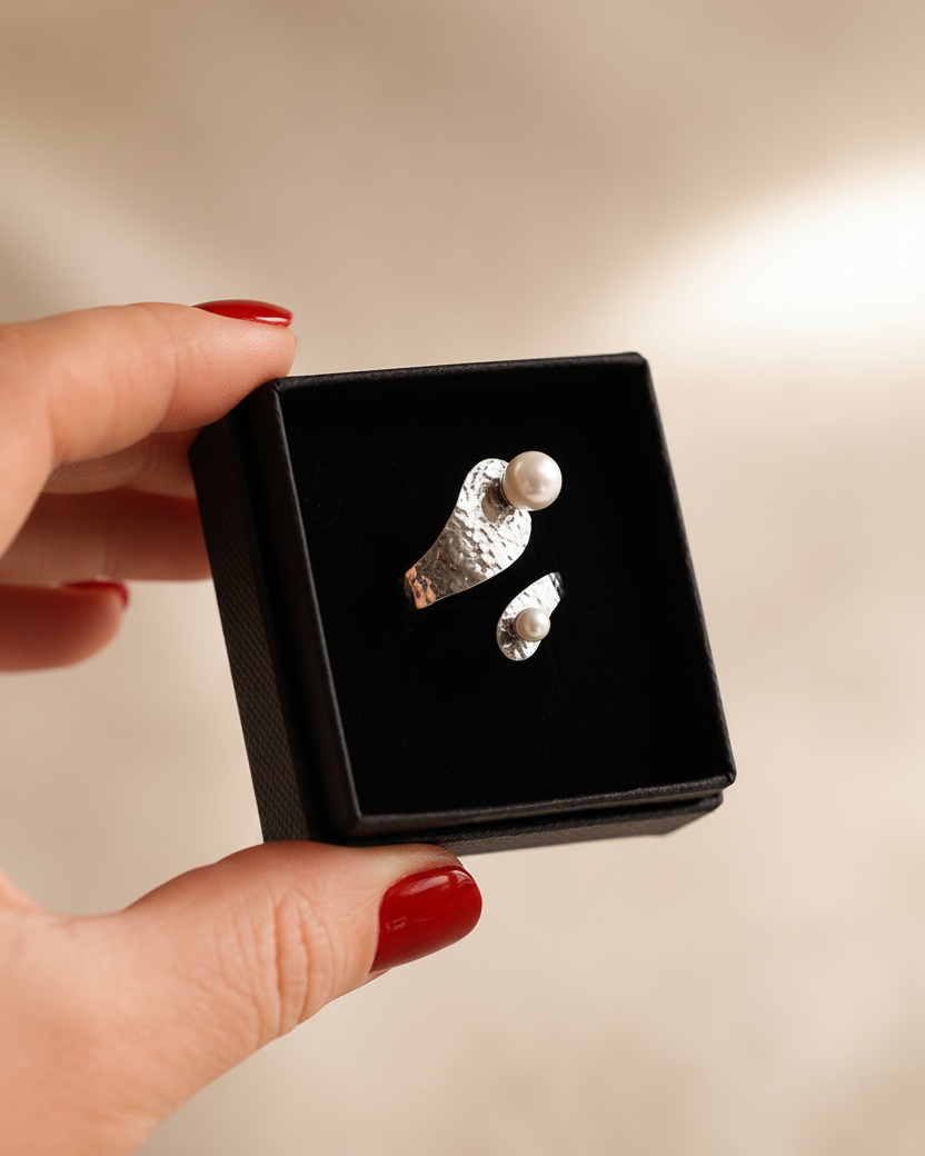Denise Pearl Ring in Silver