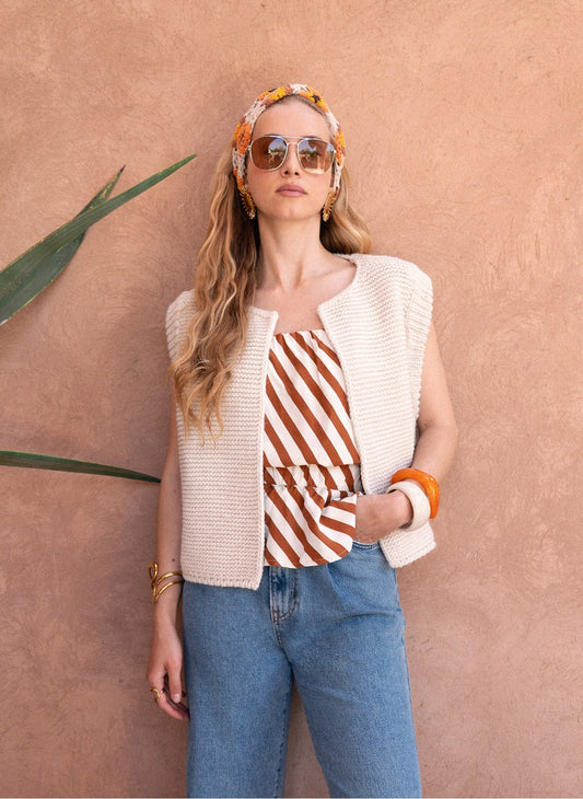Sleeveless Knitted Cardigan Legringou