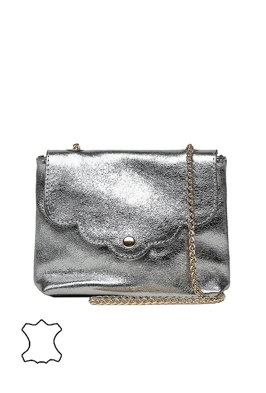 Silver Leather Handbag