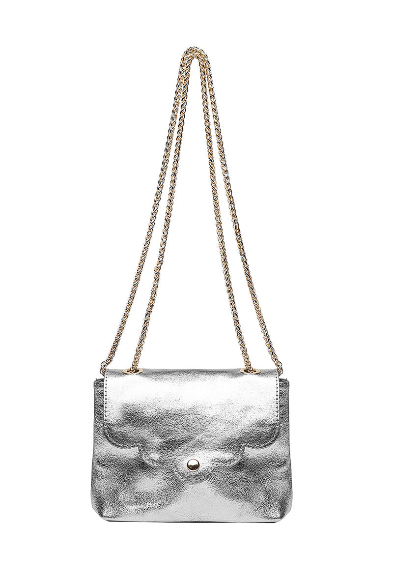 Silver Leather Handbag