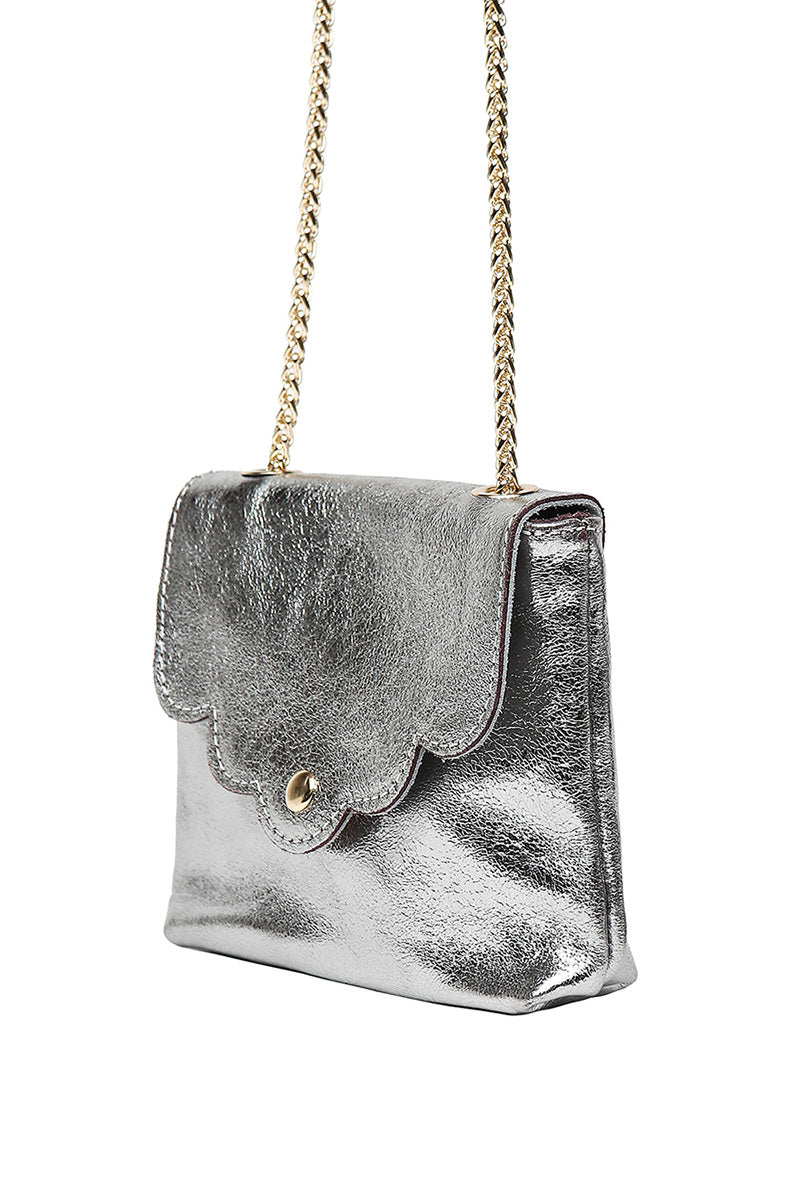 Silver Leather Handbag