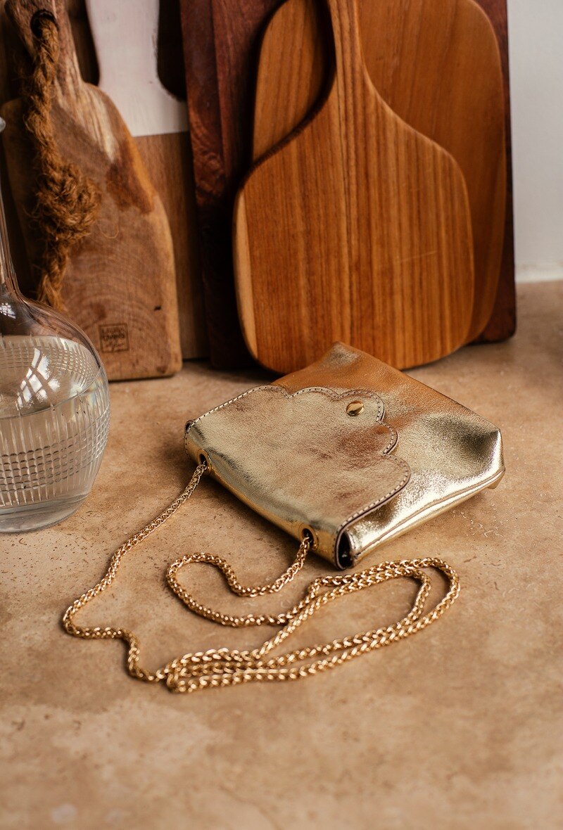 Gold Leather Handbag
