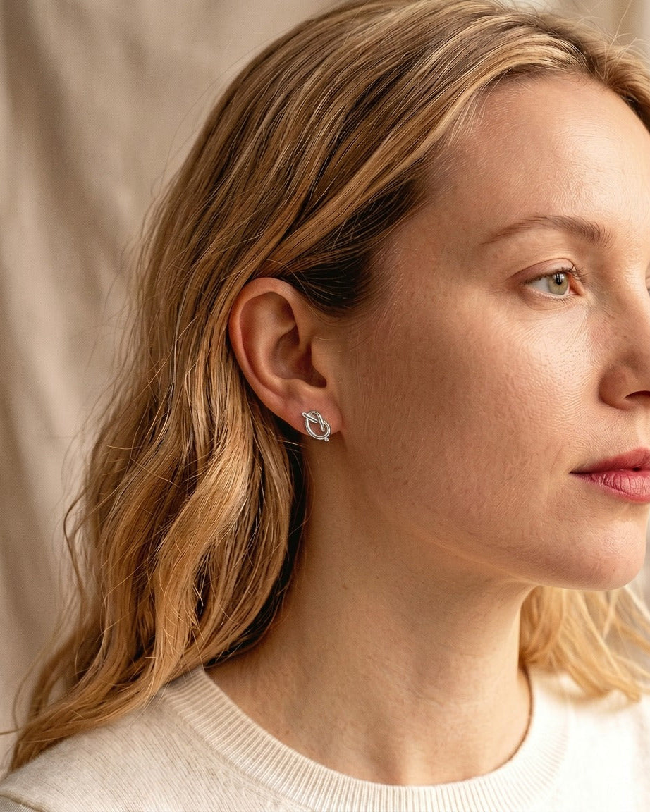 Eternal Knot Studs in Silver