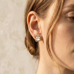 Beautiful Pearl Clover Studs