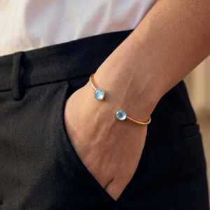 Swarovski Adjustable Bangle in Light Blue and Gold