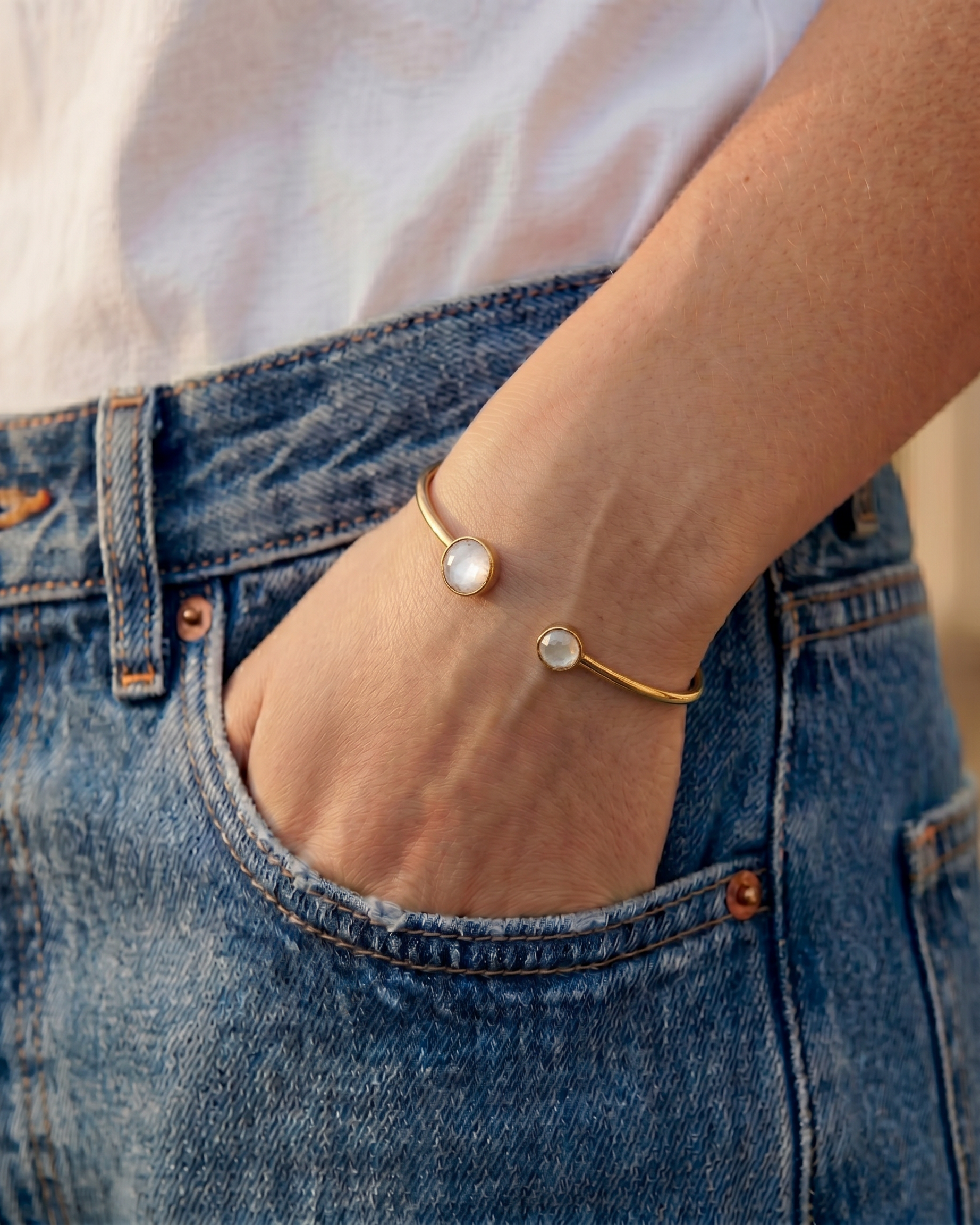 Julie Swarovski Adjustable Bangle in Gold