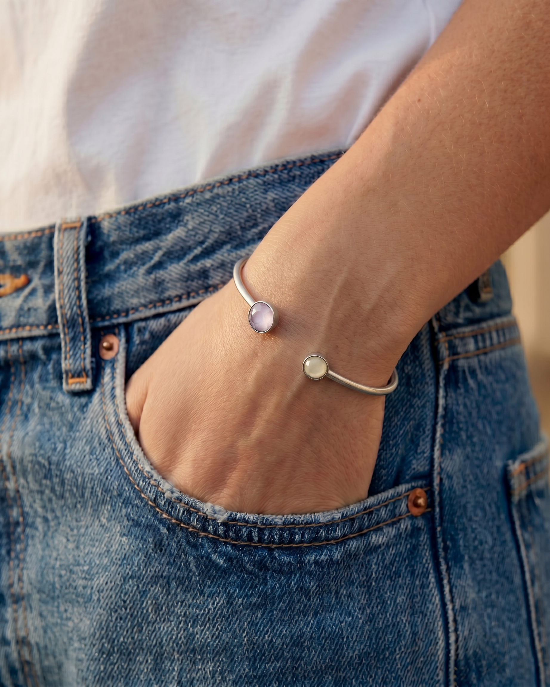 Julie Adjustable Bangle with Swarovski Stones