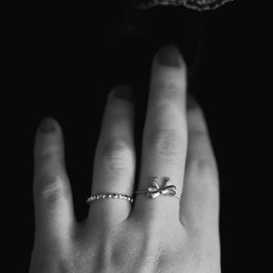 Bow Adjustable Ring in silver colour