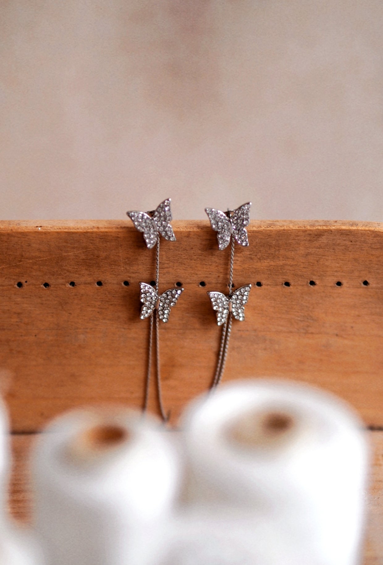 Mathilde Silver Butterfly Earrings 2in1