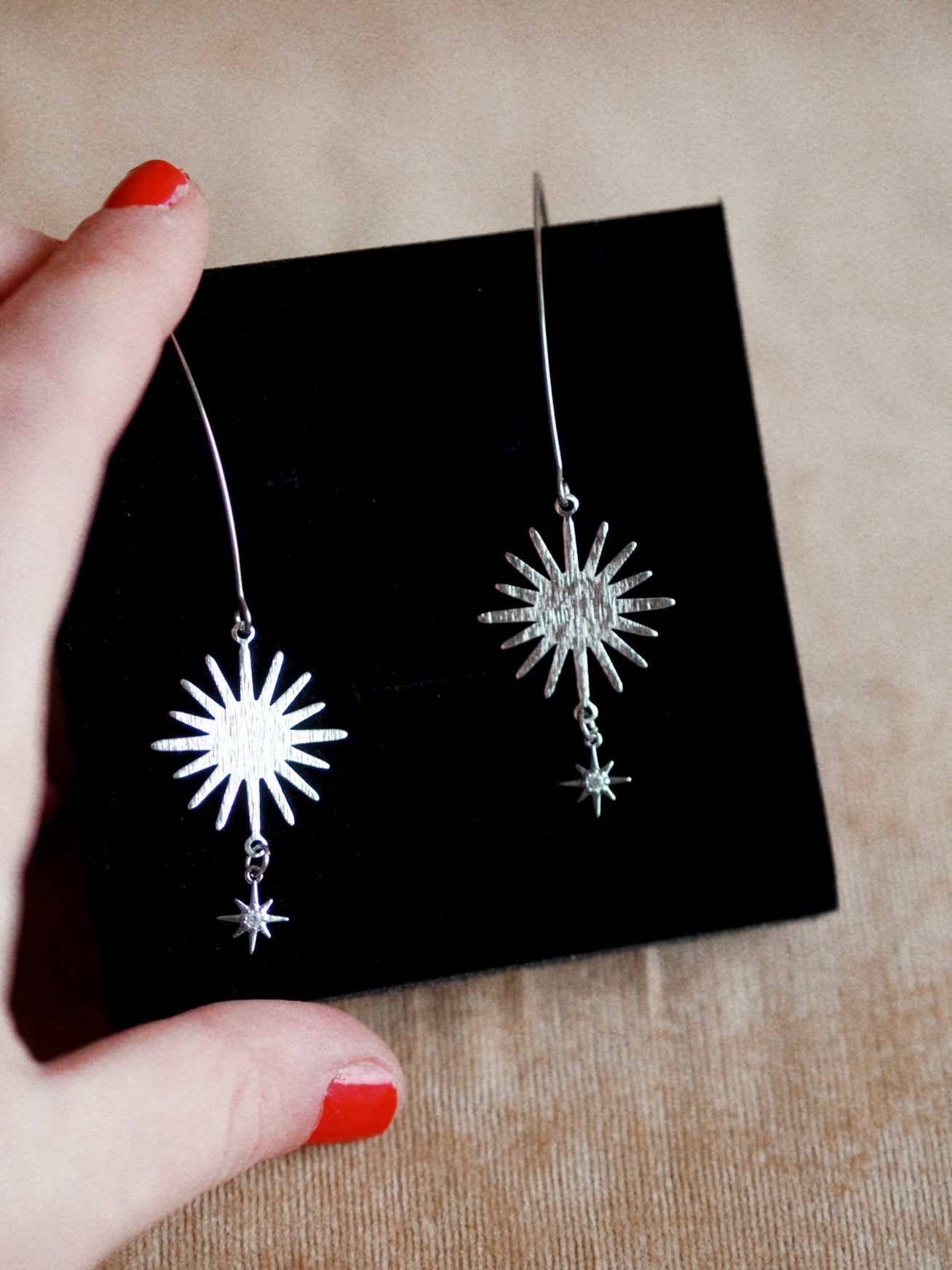 Andrea Atlas Double Star Earrings in Silver