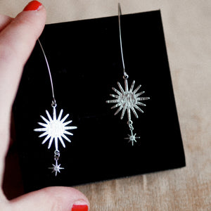 Andrea Atlas Double Star Earrings in Silver