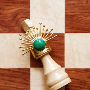 Crown Green Stone Ring