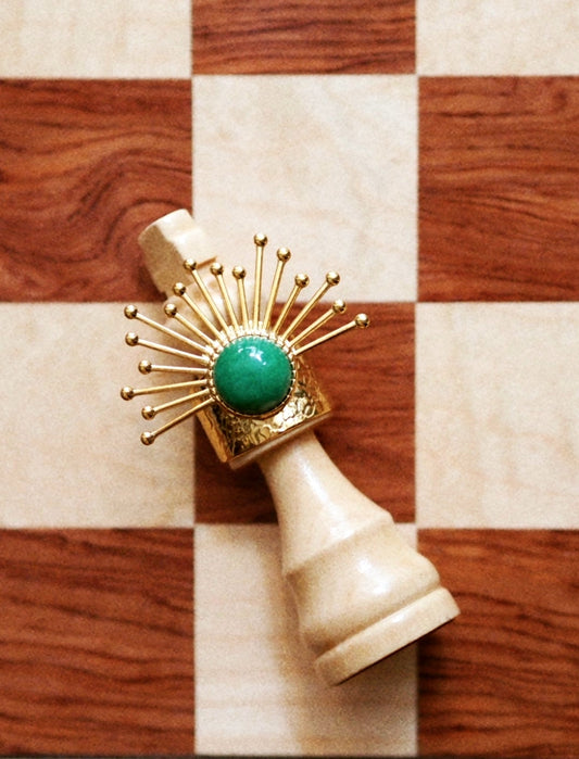 Crown Green Stone Ring