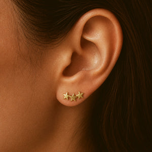 Little Three-Star Stud Earrings in Gold