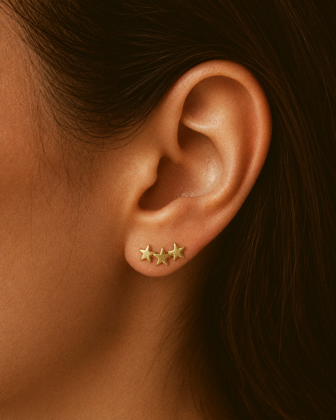 Little Three-Star Stud Earrings in Gold