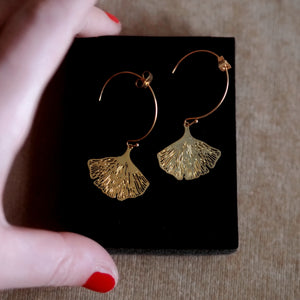 Ginkgo Hoop Earrings