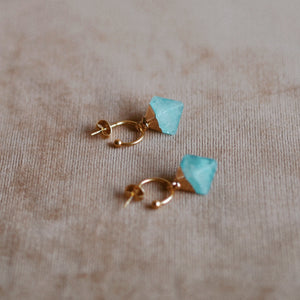 Atlas Blue Gemstone Half Hoops