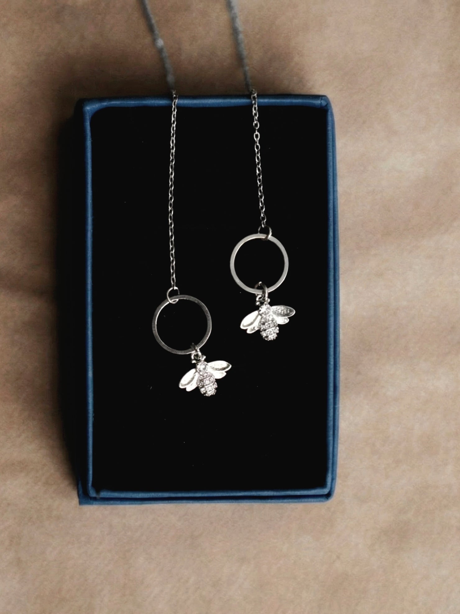 Mini Sparkle Bee Earrings in Silver