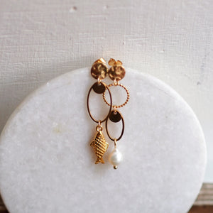 Andrea Atlas Fish & Pearl Earrings