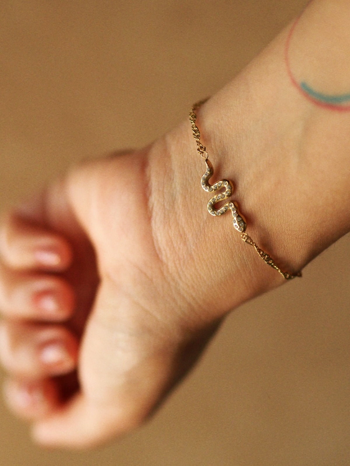 Delicate Snake Bracelet in Gold Colour